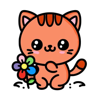 cute cat with a little flower