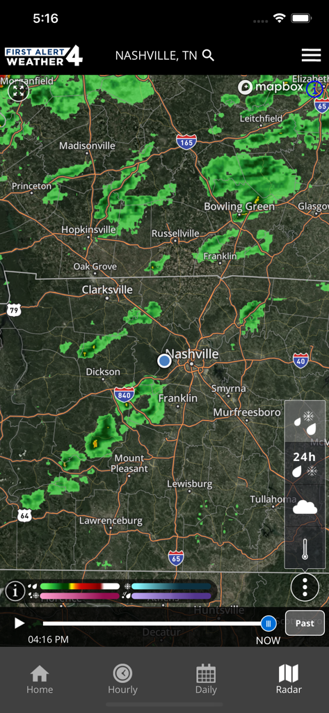 WSMV 4 FIRST ALERT Weather - A high resolution weather radar map of Nashville and Middle Tennessee in the WSMV 4 app.