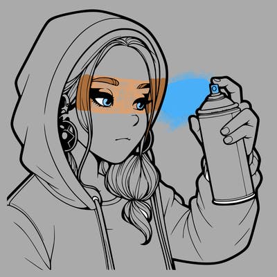 a realistic girl, spray painting
