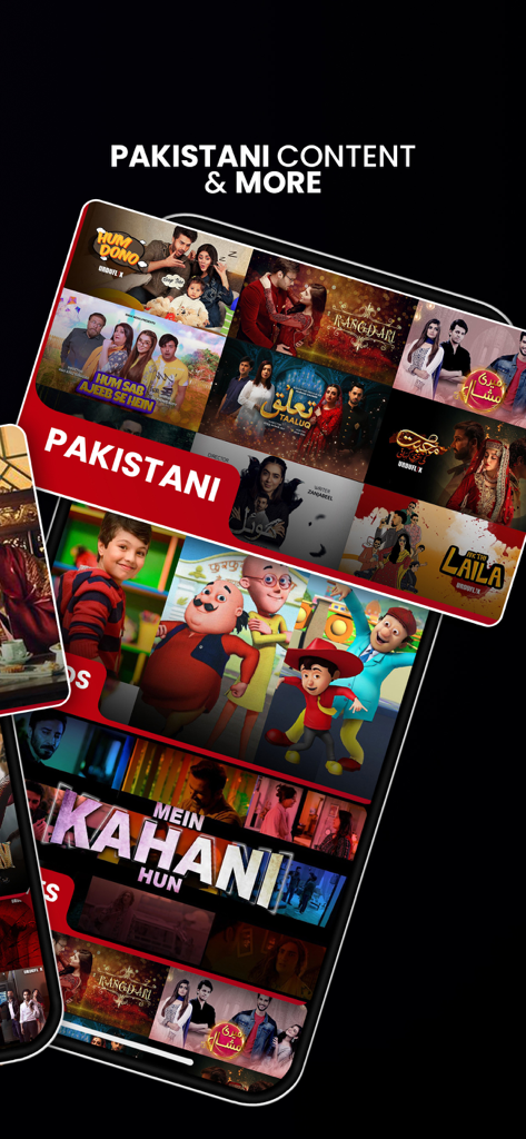 Urduflix - اردو فلکس - The Urduflix app interface displaying various Pakistani dramas and animated series for kids