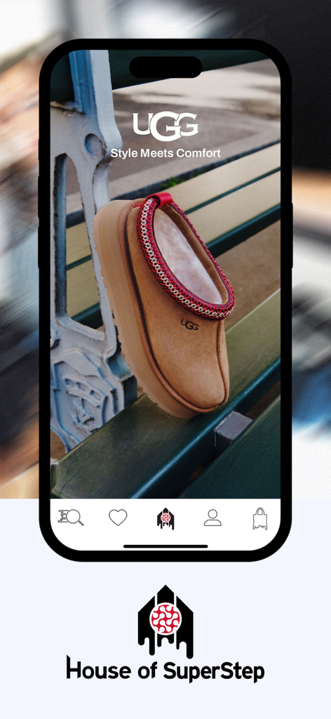 House of SuperStep - 스타일이 편안함을 만난다는 슬로건과 함께 UGG 슬리퍼를 선보이는 House of SuperStep 앱