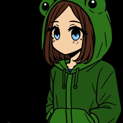girl with a frog hoodie