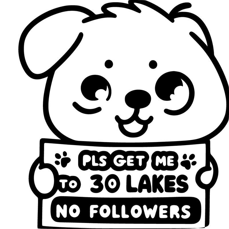 dog with a sign that says “pls get me to 30 likes and 5 followers”