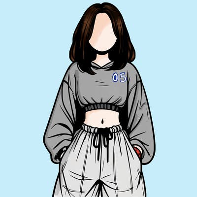 realistic girl faceless with baggy pants and a crop top