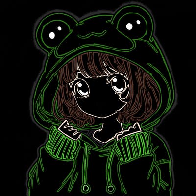 a cute teenage girl wearing a frog hoodie