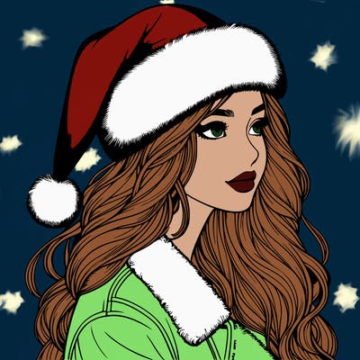 realistic girl in santa hat