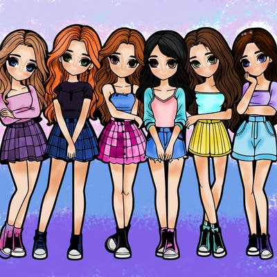 a group of girls realistic