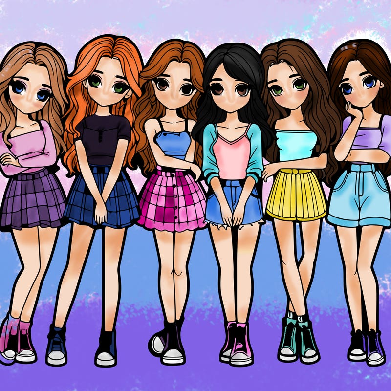 a group of girls realistic