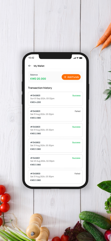 Karrot App - Karrot app wallet screen showing account balance and recent transaction history