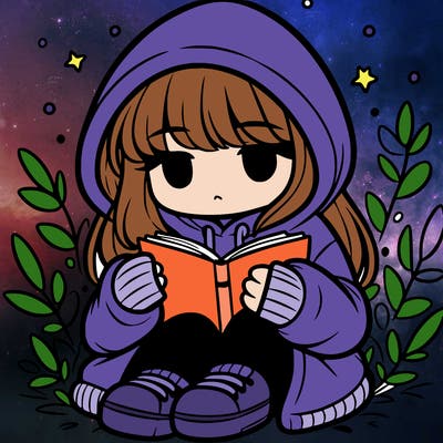 girl in oversized hoodie reading a book