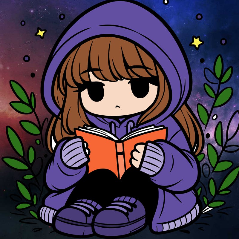 girl in oversized hoodie reading a book
