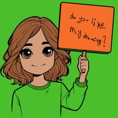 realistic girl holding up a sign