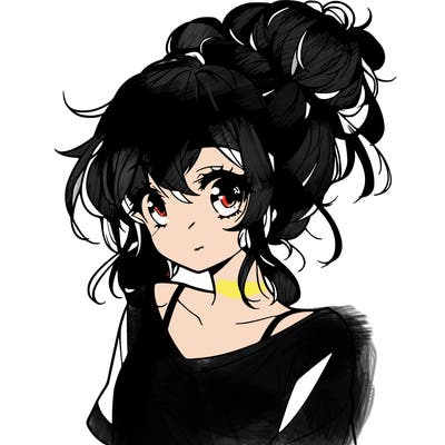 a beautiful anime girl with a messy bun