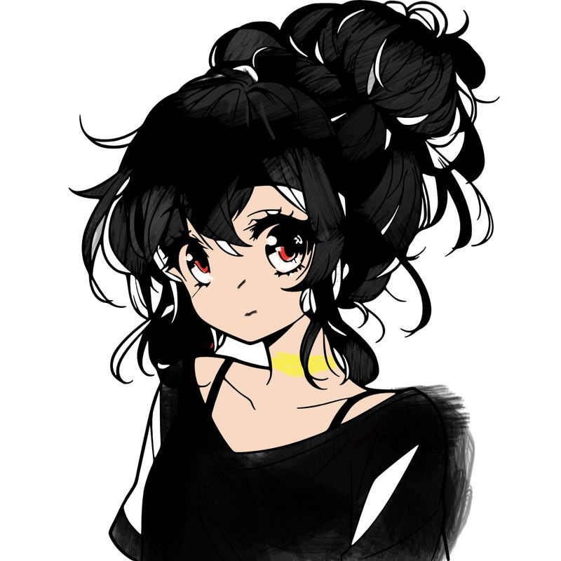 a beautiful anime girl with a messy bun