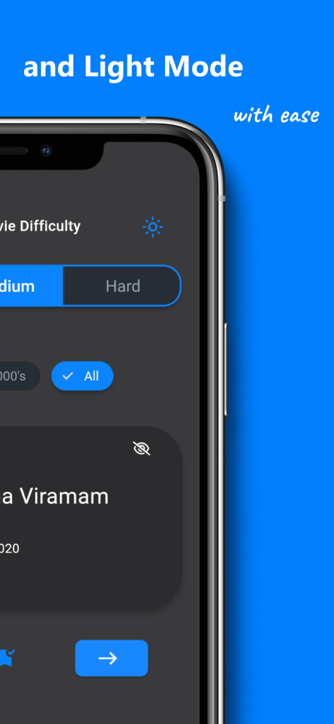 Dumb Charades Telugu - Dumb Charades Telugu app interface showing movie difficulty levels and era selection filters