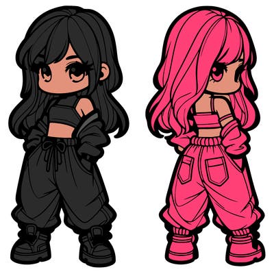girl in crop top and baggy pants
