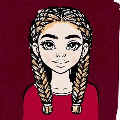 realistic girl with braids