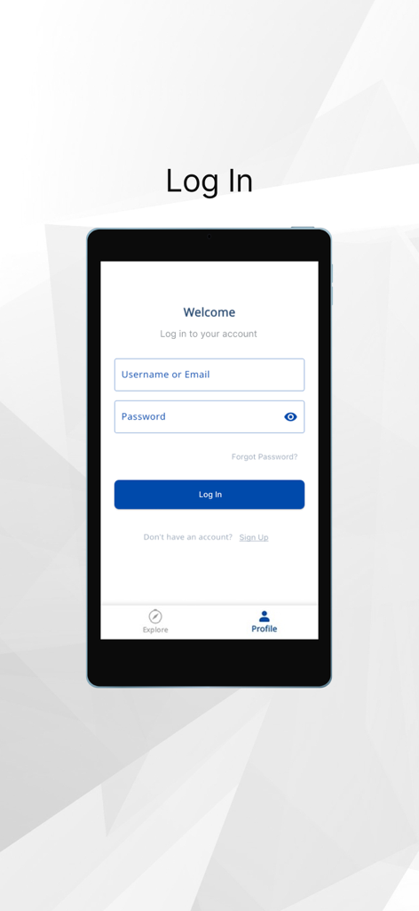 GMMTV e-BOOK app login screen on a tablet device