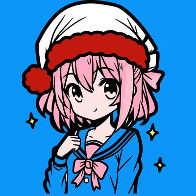anime girl wearing a santa hat