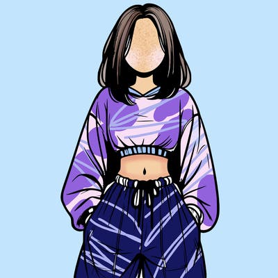 realistic girl faceless with baggy pants and a crop top
