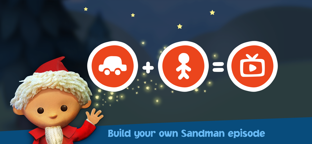 Unser Sandmännchen - Bildschirm der Sandmännchen-App, der zeigt, wie eigene Videoepisoden erstellt werden