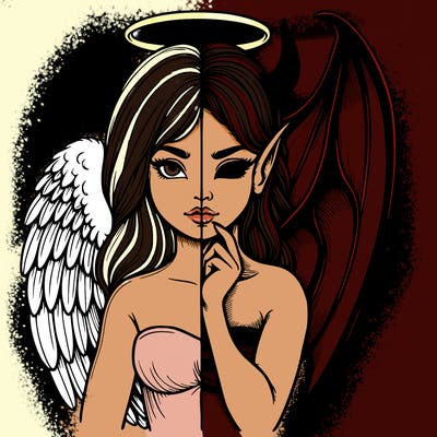realistic angel half demon
