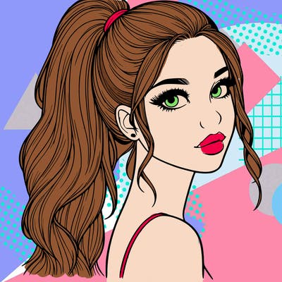 realistic pretty girl with high pony tail