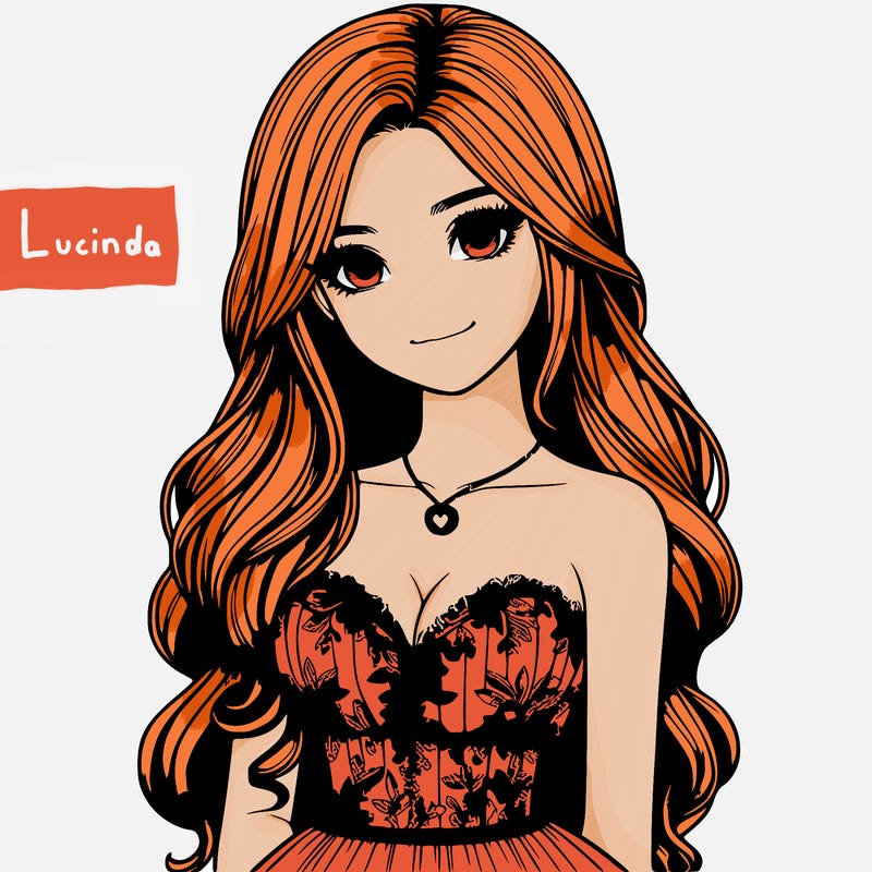 realistic girl with long hair and pretty prom dress