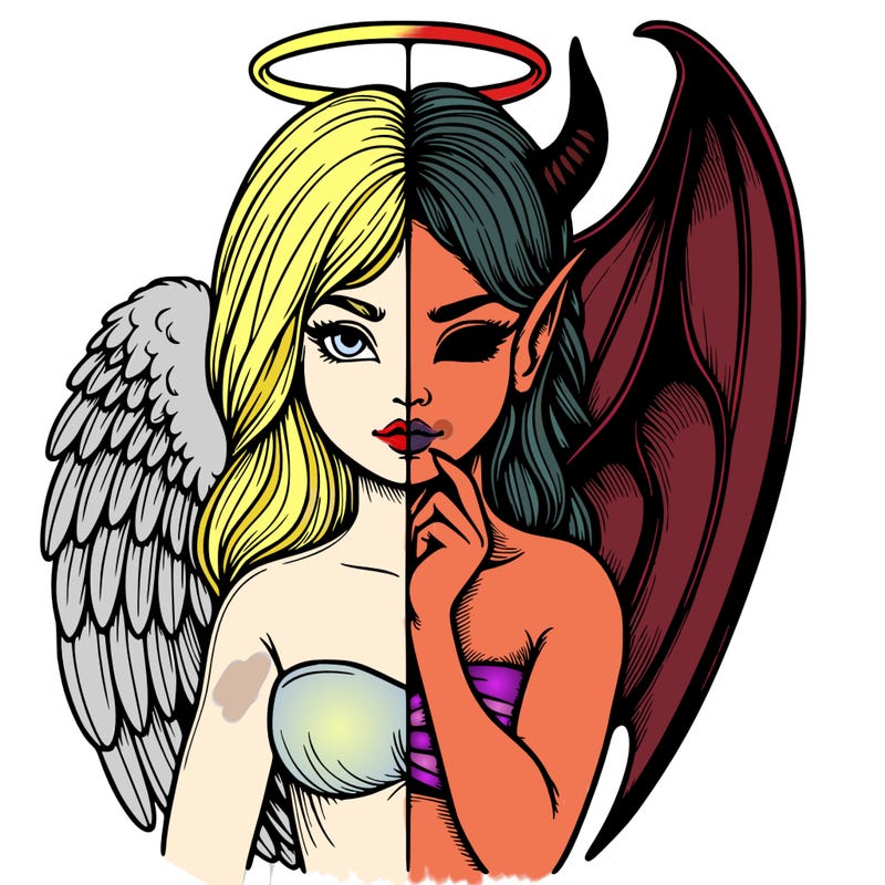 realistic angel half demon