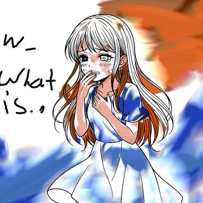 anime girl trying to hold back her tears