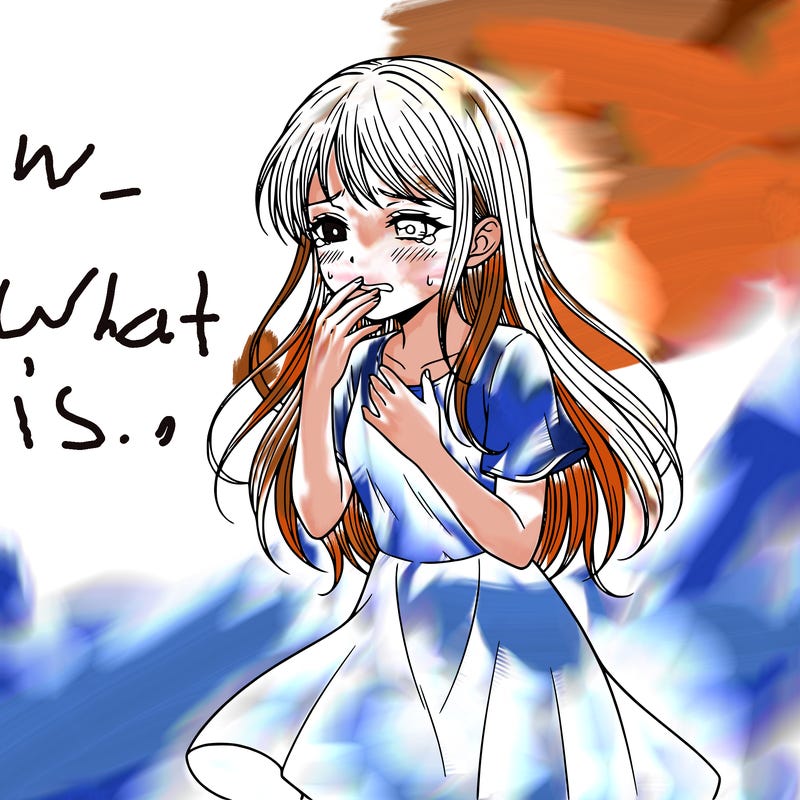 anime girl trying to hold back her tears