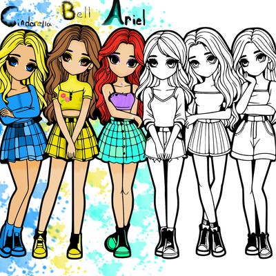 a group of girls realistic