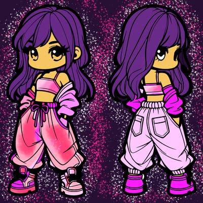 girl in crop top and baggy pants