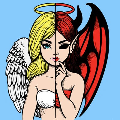 realistic angel half demon
