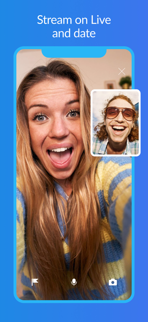 Skout Dating App & Live Chat - Two people interacting through a live video chat on the Skout app