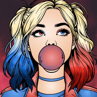 realististic girl blowing bubble -gum