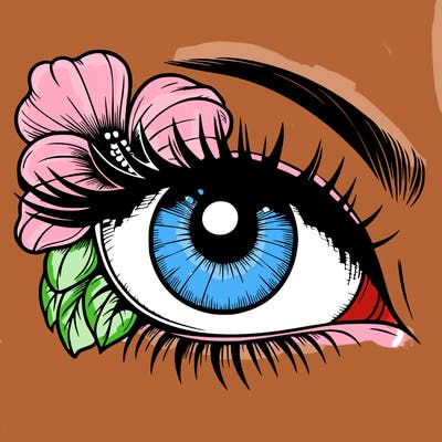 realistic eye with flower