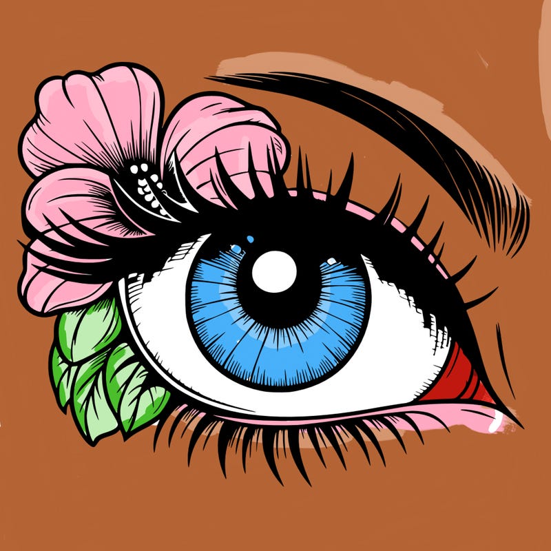 realistic eye with flower