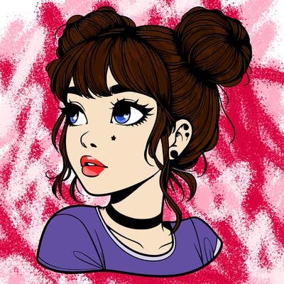 realistic girl with spacebuns