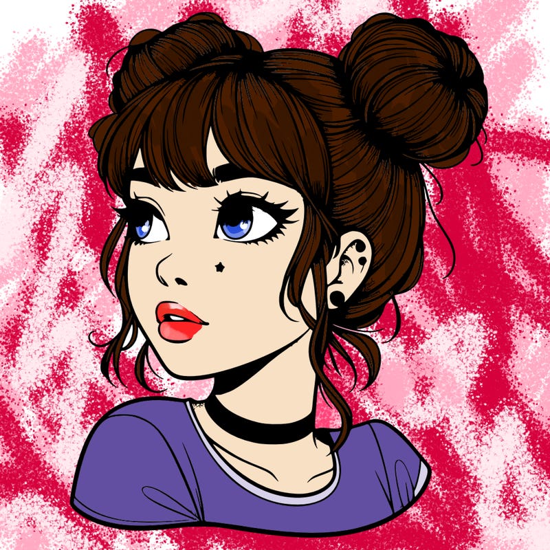 realistic girl with spacebuns