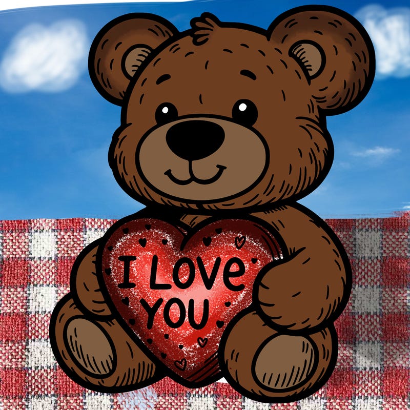 teddy bear holding an i love you heart