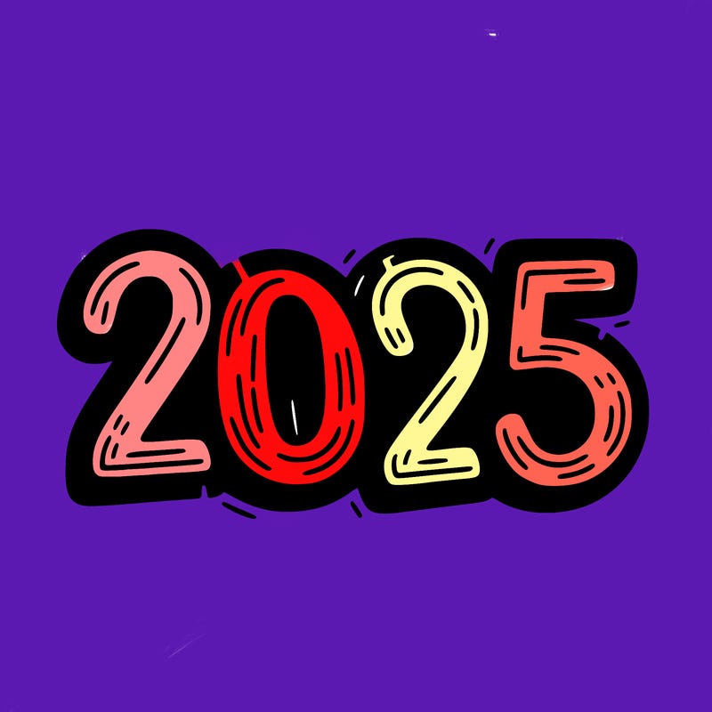 one line scrawled numbers sketch design “2025”