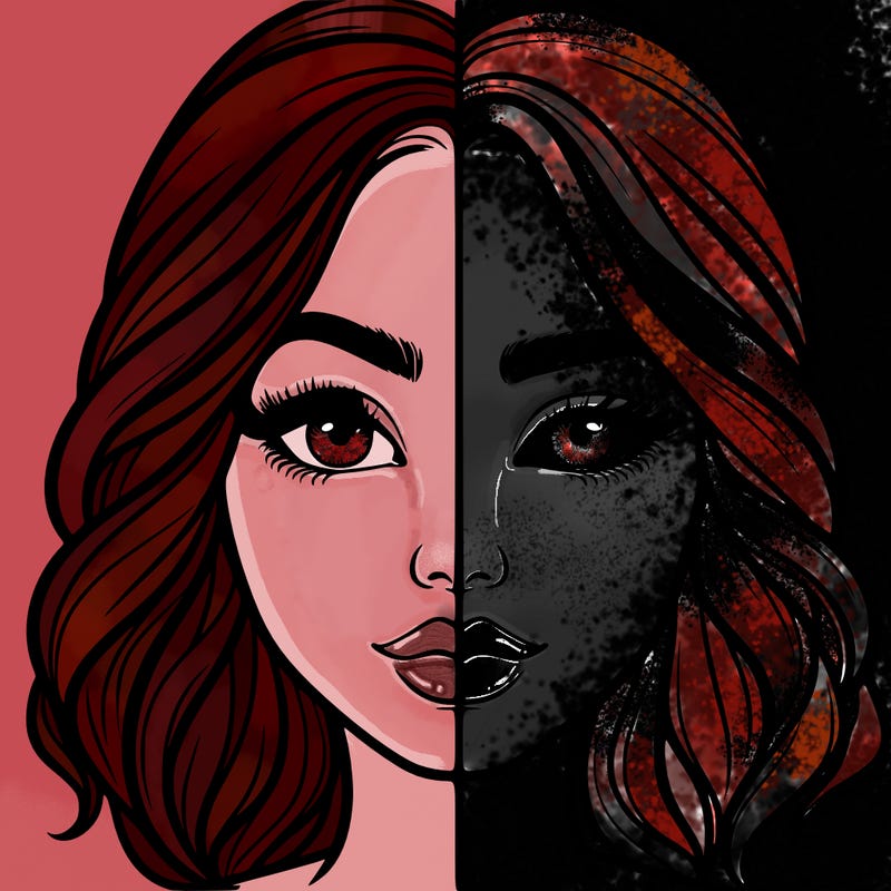 realistic girl split half