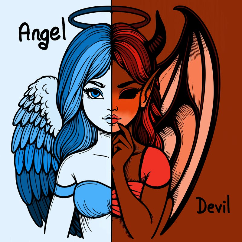 realistic angel half demon