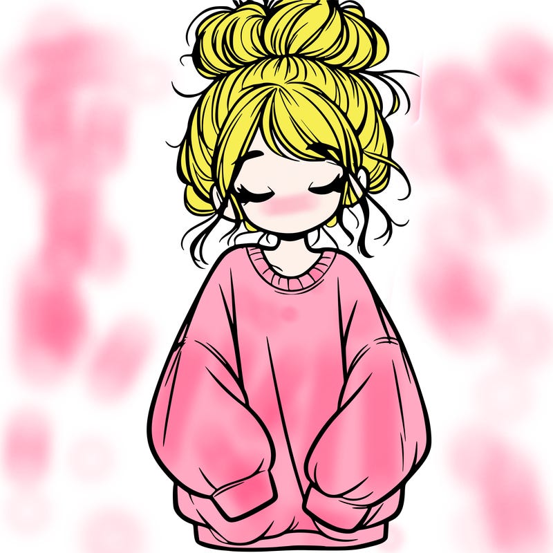 girl with baggy sweatshirt and messy bun