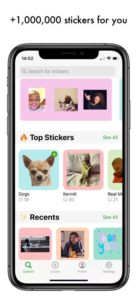 Top Sticker Maker - WaSticker - Top Sticker Maker app interface showing a vast library of meme and animal stickers for messaging apps.