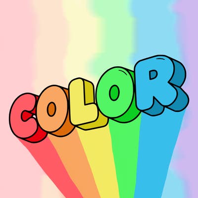 a sign that says color in bubble writing