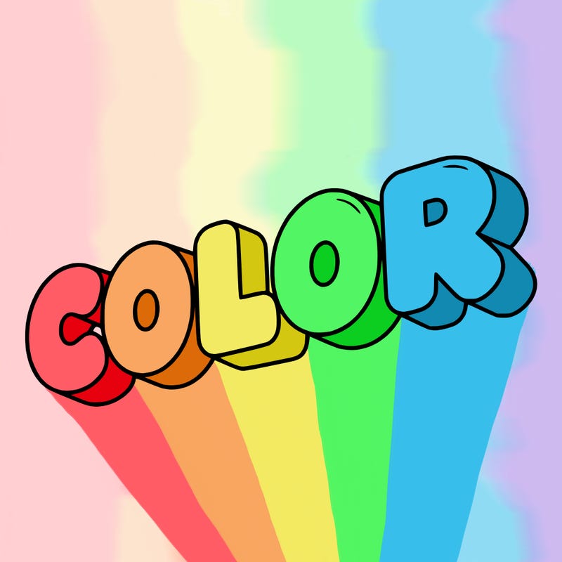 a sign that says color in bubble writing