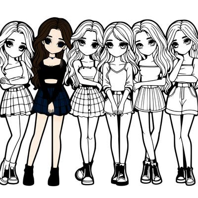 a group of girls realistic