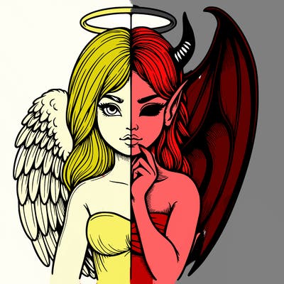 realistic angel half demon